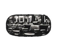ADAhgu Barber Shop Monochrome Style Print Pencil Case Pouch School Students Travel Office Use Stationery Makeup Organizer