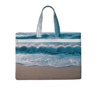 ADAhgu Beach Clear Sea Sand Print Large Capacity Canvas Tote File Bag Office Supplies Lightweight Foldable Daily Use