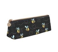 ADAhgu Bee Flying Print Versatile Usage Lightweight Pencil Case Pouch Zippered Pen Storage School Students