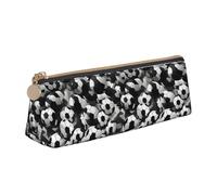 ADAhgu Black and White Soccer Ball Pattern Print Versatile Usage Lightweight Pencil Case Pouch Zippered Pen Storage School Students