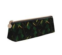 ADAhgu Black Green and Gold Geometric Print Versatile Usage Lightweight Pencil Case Pouch Zippered Pen Storage School Students