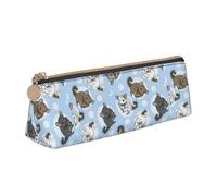 ADAhgu Blue Chinchillas and Moon Print Versatile Usage Lightweight Pencil Case Pouch Zippered Pen Storage School Students