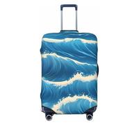 Adahgu Blue Ocean Wavy Seascape Print Fashionable Suitcase Cover Personalized Luggage Protector for Travel and Business