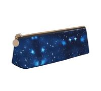 ADAhgu Blue Shining Stars Pattern Print Versatile Usage Lightweight Pencil Case Pouch Zippered Pen Storage School Students