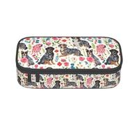 ADAhgu Cattle Dog Florals Print Large Storage Pencil Case Pen Bag School Supplies Travel Students Professionals