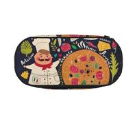 ADAhgu Chef Pizza Print Pencil Case Pouch School Students Travel Office Use Stationery Makeup Organizer
