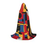 ADAhgu Composition In Red Yellow Blue And Black Print Carnivals Hooded Cloak Unisex Cosplay Costume Festival Celebrations Outdoor Wear