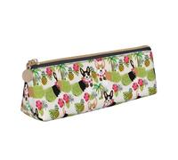 ADAhgu Corgi Hawaiian Tropical Summer Pineapple Print Versatile Usage Lightweight Pencil Case Pouch Zippered Pen Storage School Students