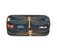 ADAhgu Dragonfly Flower Print Large Storage Pencil Case Pen Bag School Supplies Travel Students Professionals