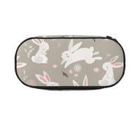 ADAhgu Easter Bunny Floral Print Pencil Case Pouch School Students Travel Office Use Stationery Makeup Organizer