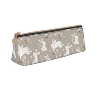 ADAhgu Easter Bunny Floral Print Versatile Usage Lightweight Pencil Case Pouch Zippered Pen Storage School Students