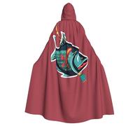 ADAhgu Fish With A Lure Print Hooded Cloak Unisex Costume For Carnival Cosplay Accessory Vampire Party Supplies