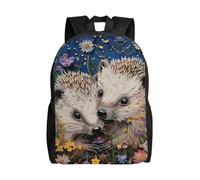 Adahgu Floral Hedgehogs Print Adults Waterproof Backpack Stylish Outdoor Daily Commutes Business Trips Gym
