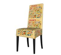 ADAhgu France Food Culture Art Print Print Functionality Versatile Stretch Dining Chair Covers Waterproof Seat Covers Chairs
