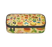ADAhgu France Food Culture Art Print Print Large Storage Pencil Case Pen Bag School Supplies Travel Students Professionals