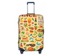 ADAhgu France Food Culture Art Print Print Protective Suitcase Cover Washable Travel Luggage Protector with Concealed Zipper