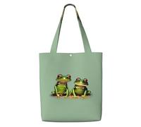 ADAhgu Funny Green Frogs 1 Print Large Capacity Canvas Shoulder Bag Lightweight Casual Daily Use Office Travel Tote