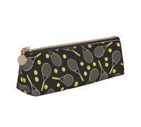 ADAhgu Funny Tennis Racquets and Tennis Balls Print Versatile Usage Lightweight Pencil Case Pouch Zippered Pen Storage School Students