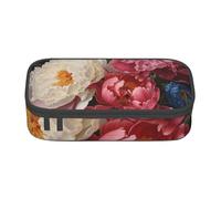 ADAhgu Garden Peony Print Large Storage Pencil Case Pen Bag School Supplies Travel Students Professionals