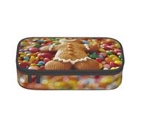 ADAhgu Gingerbread Man Candy Print Large Storage Pencil Case Pen Bag School Supplies Travel Students Professionals