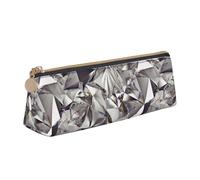 ADAhgu Glitter Abstract Diamond Crystal Pattern Print Versatile Usage Lightweight Pencil Case Pouch Zippered Pen Storage School Students