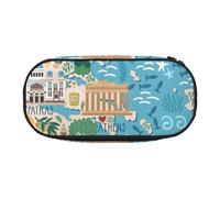 ADAhgu Greece Map Print Pencil Case Pouch School Students Travel Office Use Stationery Makeup Organizer