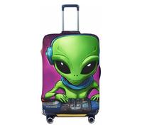 Adahgu Green Alien Print Fashionable Suitcase Cover Personalized Luggage Protector for Travel and Business