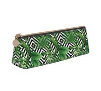 ADAhgu Green Leaves of Palm Tree Tropical Plant Print Versatile Usage Lightweight Pencil Case Pouch Zippered Pen Storage School Students