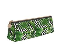 ADAhgu Green Leaves of Palm Tree Tropical Plant Print Versatile Usage Lightweight Pencil Case Pouch Zippered Pen Storage School Students