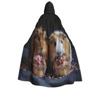 ADAhgu Guinea Pigs And Cupcakes Print 190cm Hooded Carnival Themed Cloak Unisex Cosplay Masquerade Celebrations Costume