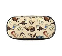ADAhgu Hairy Ferret Print Pencil Case Pouch School Students Travel Office Use Stationery Makeup Organizer