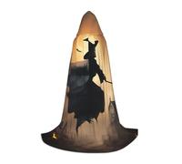 ADAhgu Halloween Witch Flying 2 Print Carnivals Hooded Cloak Unisex Cosplay Costume Festival Celebrations Outdoor Wear
