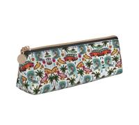 ADAhgu Hawaiian Surfer on Wavy Print Versatile Usage Lightweight Pencil Case Pouch Zippered Pen Storage School Students