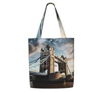 ADAhgu Historic Old Tower Bridge London Print Large Capacity Canvas Shoulder Bag Lightweight Casual Daily Use Office Travel Tote