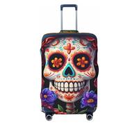 Adahgu Horror Skull Print Fashionable Suitcase Cover Personalized Luggage Protector for Travel and Business