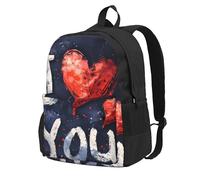 ADAhgu I Love You Words With Hearts Print Large Capacity Backpack Water-Resistant Hiking Rucksack Outdoor Weekend Getaways