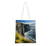 Adahgu Ireland Outdoors County Clare The Cliffs Print Versatile Tote Reusable Shopping Bag Lightweight Travel Work Gym All Seasons Use