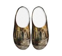 ADAhgu Italian Old Street Print Adult TPR Slippers Washable for Men and Women Breathable and Cozy Winter shoes