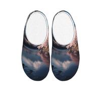 ADAhgu Japan Mount Fuji Landscape Print Adult TPR Slippers Washable for Men and Women Breathable and Cozy Winter shoes