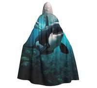ADAhgu Killer Whales Swim Along Print Hooded Cloak Unisex Costume For Carnival Cosplay Accessory Vampire Party Supplies