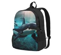 ADAhgu Killer Whales Swim Along Print Large Capacity Backpack Water-Resistant Hiking Rucksack Outdoor Weekend Getaways