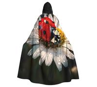 ADAhgu Ladybug Flower Print Hooded Cloak Unisex Costume For Carnival Cosplay Accessory Vampire Party Supplies