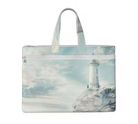 ADAhgu Lighthouse Backdrop Print Large Capacity Canvas Tote File Bag Office Supplies Lightweight Foldable Daily Use