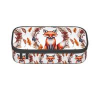 ADAhgu Love Cartoon Fox Print Large Storage Pencil Case Pen Bag School Supplies Travel Students Professionals