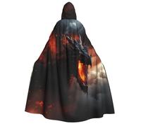 ADAhgu Magical Dragon Print 190cm Hooded Carnival Themed Cloak Unisex Cosplay Masquerade Celebrations Costume