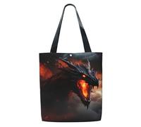 ADAhgu Magical Dragon Print Large Capacity Canvas Shoulder Bag Lightweight Casual Daily Use Office Travel Tote