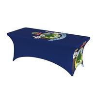 ADAhgu Maine State Flag Print Elastic Rectangular Table Cover Wipe Clean Tablecloth for Parties Outdoor Events