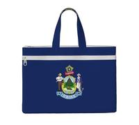 ADAhgu Maine State Flag Print Large Capacity Canvas Tote File Bag Office Supplies Lightweight Foldable Daily Use