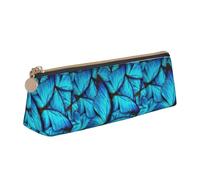 ADAhgu Many Blue Butterfly Print Versatile Usage Lightweight Pencil Case Pouch Zippered Pen Storage School Students