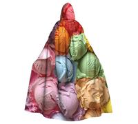 ADAhgu Many Colored Ice Cream Print Hooded Cloak Cosplay Cape Costume Carnival Unisex Festivals Daily Wear Celebrations